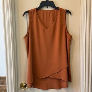 Sleeveless Layered Top in Rust